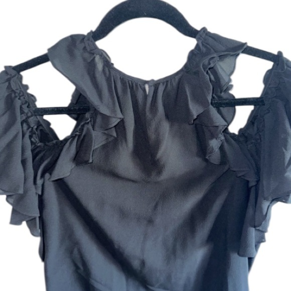 Rebecca Taylor Ruffle Silk Tank Top Black Size 12 Retail $250 Feminine - Picture 8 of 12